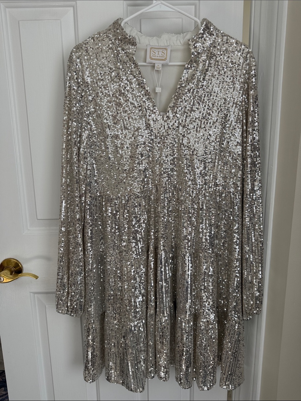 Sail to Sable Ivory and Gold Embroidered Label Top
